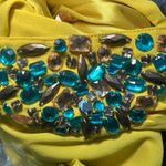 NWT GB Gianni Bini One Shoulder Dress Party Cocktail Embellished Yellow Size 7 Yellow Photo 3