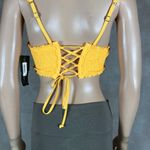 California Waves Yellow Smocked Ruffle Bikini Top NWT SMALL Photo 4