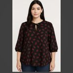 Torrid  Black Lips Georgette Bow Tie Neck Pullover Blouse Size 2X Photo 5