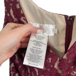 David's Bridal Illusion V-Neck Lace Mesh Bridesmaid Maxi Dress Wine Red Womens 6 Photo 4