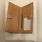 Kate Spade Gray and Tan Wallet Sleek Pebbled Leather Photo 4