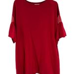 Umgee  red t-shirt dress short bell sleeve mesh detail mini dress casual Photo 0