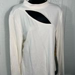 Halogen  Off White Cutout Mock Neck Knit  Long Sleeve Top Size Large NWOT Photo 5