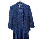 Alex Evenings Navy Blue Lace Glitter Two Piece Jacket Sleeveless Satin Dress 6 Photo 3