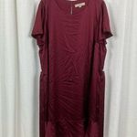 Loft  Plus Burgundy Red Satin Ruffle Hem Shift Dress Sz.18W NWT Photo 0