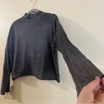 Aerie  Lightweight Long Sleeve Gray Cropped High Neck Shirt Size Small Photo 4
