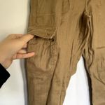 Evereve brown cargo pants women's size 28 linen trousers pockets stain flaw Photo 4