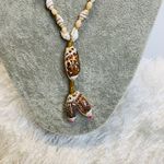 Shell Necklace Long 22.5" Long Shells Pendant Brown Photo 1
