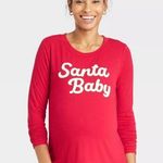 Isabel Maternity | Red Santa Baby Long Sleeve T-shirt Sz L Photo 0