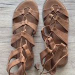 Old Navy Elegant Tan Lace-Up Sandals Photo 0