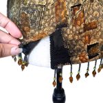 Vintage Y2K MSK Metallic Womens Top Sz 8 Beads Tassel Hem Boho Glam Gold Wrap Photo 6