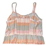 Lucky Brand  Plaid‎ Peplum Cami Top Sleeveless Blouse Ruffle Trim Photo 7