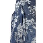 Gap  Roll Cuff Medium Indigo Denim Floral Print Shift Dress Back Zipper Pockets 6 Photo 3