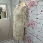 Little Mistress  ASOS Women's Sheer Sleeves Laced Mini Formal Dress Cream Size 6 Photo 5