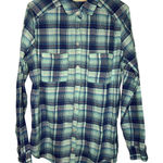 Hollister  Blue Teal Plaid Long-sleeved Button-Down Shirt Medium Photo 0