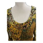 Avenue  Yellow Black Pleated Tunic Size 14/16 Long Sleeve Rhinestone Sheer Casual Photo 7