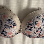 Laura Ashley  Bra Size 36C White Floral Padded Push-up Underwire Adjustable Clasp Photo 0