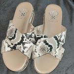 Vince Camuto Cream and Black Slide Sandals Photo 0