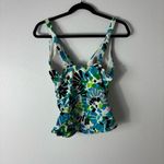 Caribbean Joe  Vibrant Geometric Print Swim Top Size 12 Photo 1