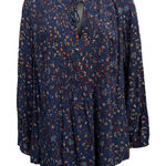 Old Navy  Navy/Multi Floral/Paisley Long Sleeve Tie/Tassel Neck Blouse Sz‎ Small Photo 0