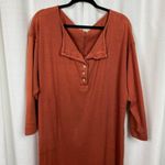 Free People Beach Red Rust Dream Of You Henley Cotton Oversized Dress Sz.XS Photo 4