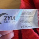 ZYIA Active Red Waffle Knit Henley Long Sleeve Top Joggers Set Medium Photo 4