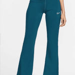 Nike ‎ Pants Blue Tight Fit Mid Rise Pull On Flare Slit Legging Size Medium Yoga Photo 0