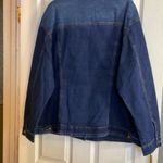 Women's Plus Size Long Sleeve Button Front Washed Denim Jacket Blue Photo 5