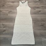Rachel Zoe  Crochet Bodycon Maxi‎ Dress Metallic Tan Size Large Photo 2