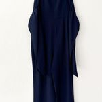 Eliza J  Sleeveless Pleated Crepe Jumpsuit in Navy Blue | 8 Photo 7