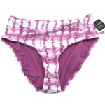 Bar III Womens Summer Stripes High-Waist Bikini Swim Bottom Purple White Size L Photo 2