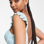 ASOS  DESIGN Tall Corset Detail Pleated Tiered Maxi Dress In Dusty Blue Size 12 Photo 3