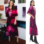 The Kit. Cobie Shirtdress Love Haze Lightweight Crepe Button Down Pink Sz 10 Md Photo 2