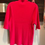 Loft Watermelon Red Ribbed Shoulder Button Mock Neck Sweater XXL New Photo 6