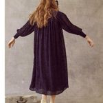 The Great ππ The Merry Dress ~ Navy Blue Velvet Burnout Polka Dot Midi M NWT Photo 4