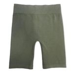 Bozzolo Olive Green Seamless Ribbed Biker Shorts Photo 1