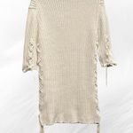By Malene Birger Ribbed Lace Up Black Trim Sweater Dress Size Medium White Photo 3
