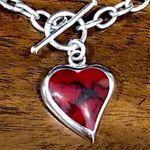 Sterling Silver TAXCO  Red Jasper Heart Cabochon Drop Dangle Earrings Photo 13