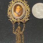 Vintage ART Signed Lady Portrait Cameo Ornate Gold Photo 3