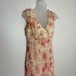 Vintage La Belle Y2K boho fairycore Floral Midi Dress Cream Pink size 7 90s Photo 1