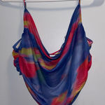 Blanc  Club Shrug Colorful Lace up Draped Top Photo 0