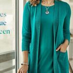 J.Jill NWT Linen Blend Knit Cardigan Mediterranean Teal Size Small Photo 1