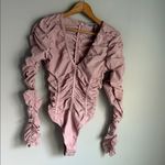 Maniere De Voir NEW Manière De Voir pink ruched long sleeve bodysuit 6 Photo 1