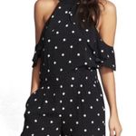 1. State   BLACK WHITE POLKADOT JUMPSUIT OPEN BACK COLD SHOULDER HIGH NECK XS Photo 6