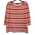 Ralph Lauren Polo Red Cream Stripe Linen 3/4 Sleeve Boat Neck Shirt Size Large Photo 0