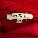 Velvet Torch  Dress Sheath Lace Trim Back Stretch Sexy Racerback Red Size M Photo 3