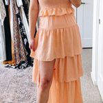 Amanda Uprichard  Coral Pink Tiered Ruffle Midi Dress Photo 0