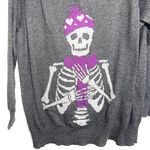 Torrid Dark Gray Winter Hearts Skeleton Wide Neck Sweater Photo 5