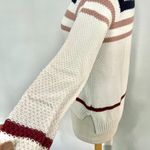 Olive & Oak White Navy Blue Blush Knit Striped Pullover Sweater Photo 3