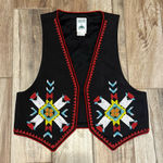 VTG Hairston Roberson Ropa American Beaded Wester Black Denim Vest Size L Photo 0